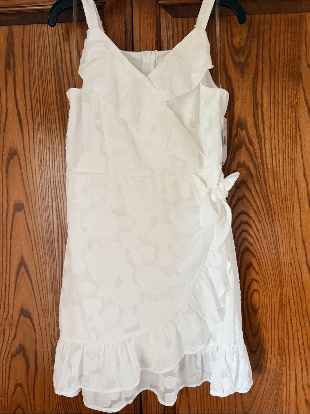 White Ruffled Wrap-Front Sundress